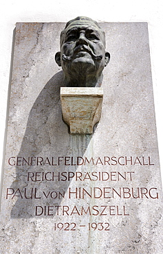 Bust of General Field Marshal and Reich President Paul von Hindenburg at the the Monastery Dietramszell, Upper Bavaria, Bavaria, Germany, Europe