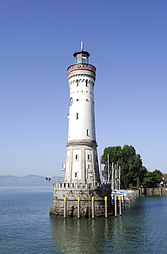 Lighthouse in the port of Lindau on Lake Constance, Bavaria, Germany, Europe