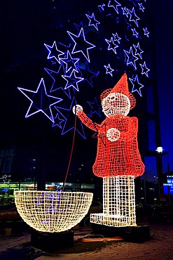 Father Christmas, festive decoration at the central station of Berlin, Germany