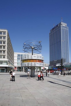 World Clock and Park Inn Hotel on Alexanderplatz square, Berlin, Germany, Europe