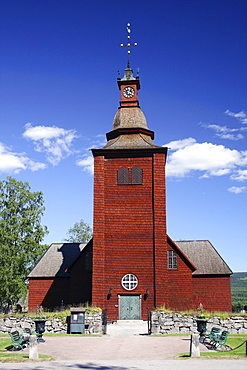 Church in Ekshaerad, wooden church, Vaermland, Sweden, Europe