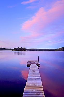 Sunset over lake Visten in Humletorp, Vaermland, Wermland, Sweden, Europe