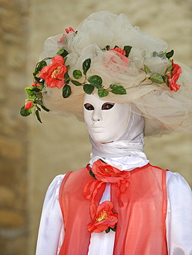 Life in the Baroque period of the 18th Century, Venetian mask "Rose", Schiller Jahrhundertfest century festival, Marbach am Neckar, Baden-Wuerttemberg, Germany, Europe