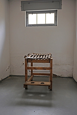 Rack for beatings in a cell of the cell block of the women's concentration camp Ravensbrueck, Brandenburg, Germany, Europe