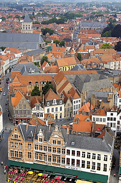 Markt, Market Place, view from the Belfry, Bruges, West Flanders, Belgium, Europe