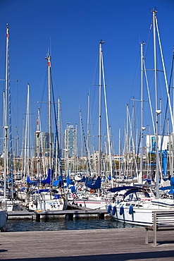 Sailboats at Port Vell, Barcelona, Catalonia, Spain, Europe