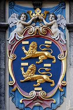 Cat of arms of West Friesland at the historical house of the provincial administration, now West Frisian Museum, Hoorn, North Holland, Province of Holland, Netherlands, Europe