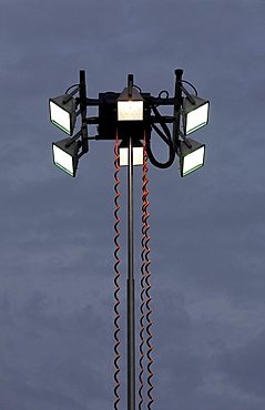 Mobile lamp post in the dusk, lights for operations of the technical emergency service