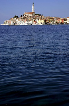 Harbor view of old town across harbor, Rovinj, Istria, Croatia