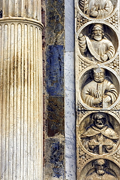 Piazza Duomo, cathedral, detail of the Duomo facade, Taormina, Sicily, Italy