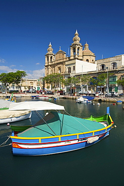 Fishing boats at Msida Creek in Valletta, Malta, Europe