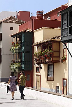 Balcony houses, Avenida Maritima, Santa Cruz de la Palma, La Palma, Canary Islands, Spain