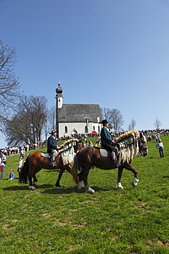 Georgiritt, George's Ride, Easter Monday procession, Ettendorf Church, Traunstein, Chiemgau, Upper Bavaria, Bavaria, Germany, Europe