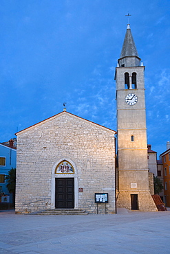 Church of ss. Cosmas and Damian, Crkva Sv Kuzme i Damjana, Titova Riva, Twilight, Fazana, Istria, Croatia, Europe