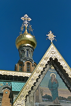 Russian chapel in the style of a Russian church of the 16th Century, Mathildenhoehe, Darmstadt, Hesse, Germany, Europe