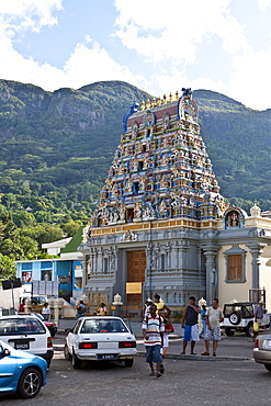 Hindu Sri Vinayagar Navasakthi temple on Quincy Street, Victoria, Mahe Island, Seychelles, Indian Ocean, Africa