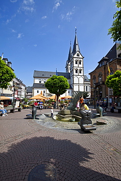 The romanic St. Severus church of 1236, market square, Boppard, Rhein-Hunsrueck-Kreis district, Rhineland-Palatinate, Germany, Europe