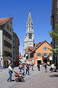 View from the Wesenberg street to the Cathedral of Constance, Konstanz, Lake Constance, Baden-Wuerttemberg, Germany, Europe