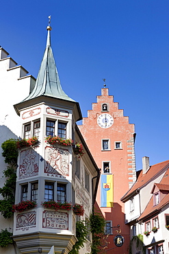 City gate in the Oberstadt district, Meersburg on Lake Constance, administrative district of Tuebingen, Bodenseekreis district, Baden-Wuerttemberg, Germany, Europe