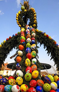 "Easter Well", Franconian custom, Geschwand, Upper Franconia, Bavaria, Germany, Europe