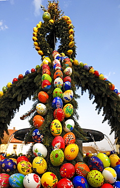 "Easter fountain", custom in Franconia, Geschwand, Upper Franconia, Bavaria, Germany, Europe