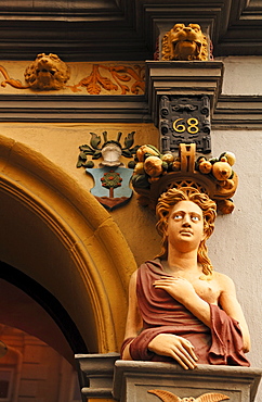 Figure of a decorative renaissance entrance, 1568, Lueneburg, Lower Saxony, Germany, Europe