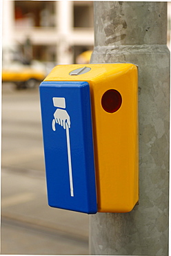 Aid for the blind on a traffic light in the Neustadt district, Dresden, Saxony, Germany, Europe