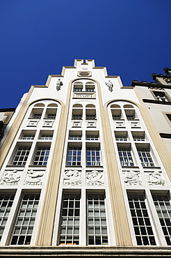 Decorative facade from 1923, Muenster, North Rhine-Westphalia, Germany, Europe