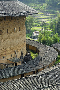 Round House, Chinese: Tulou, adobe round house of the Hakka minority, Hukeng, Fujian, China, Asia