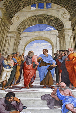 Raphael, painting, The School of Athens, Stanza della Segnatura, Vatican chambers, Vatican Museums, Old Town, Vatican City, Italy, Europe