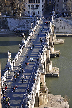 Angel's Bridge as seen from Engelenburcht, Castel Sant'Angelo, historic city centre, Rome, Italy, Europe