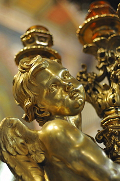 Statue of a small golden angel, Basilica di Santa Maria Maggiore, historic city centre, Rome, Italy, Europe