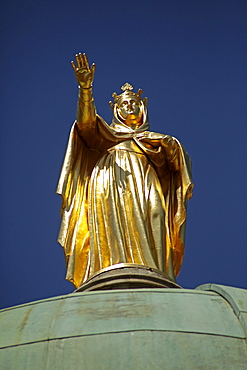 Golden statue on the Ancienne Cathedrale Ste-Anne Church in Apt En Provence, France, Europe