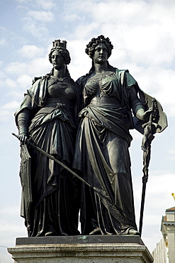 The National Monument with Geneva and Helvetia from 1869 in Geneva, Switzerland, Europe