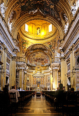 Church, Chiesa il Gesu, central nave, Rome, Lazio, Italy, Europe