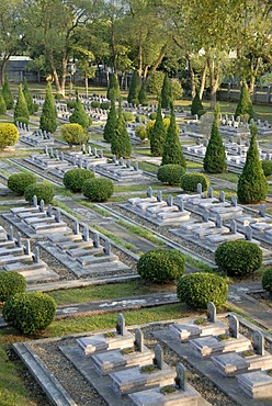 War graves, many tombstones of fallen Viet Minh soldiers, military cemetery, Dien Bien Phu, Vietnam, Southeast Asia, Asia