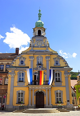 Rococo facade of the town hall of Kulmbach, Upper Franconia, Bavaria, Germany, Europe