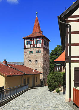 The Rote Turm, Red Tower at the fortress hill, Kulmbach, Upper Franconia, Bavaria, Germany, Europe