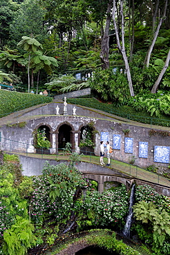 People walking through the tropical garden, Jardim Tropical, in Monte district, in Funchal, Madeira, Portugal, Europe