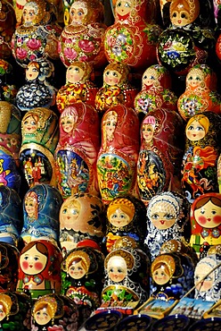 Matryoshka dolls or Russian nested dolls, street market, Moscow, Russia