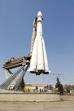 Breadboard model of the rocket Vostok-1 on which Jury Gagarin departed to space for the first time, Moscow, Russia