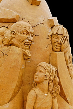 Sand sculpture "Forgiveness" by Danish artist Peter Bush, international exhibition in Kolomenskoye, Moscow, Russia