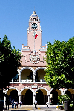 City Hall Palacio Municipal on Plaza Mayor square in Merida, Yucatan, Mexico, Central America