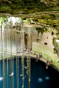 Cenote Sagrado Azul in the Ikkil park at Chichen Itza, Yucatan, Mexico, Central America