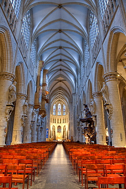 St. Michael and Gudula Cathedral, interior view, Brussels, Belgium, Europe