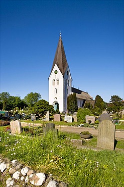 Cemetery, St. Clemens Church, Nebel, Amrum, North Frisia, Schleswig-Holstein, Germany