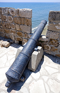 Cannon in the Turkish fort of Larnaka, Larnaca, Southern Cyprus, Cyprus, Europe