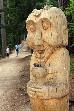 Wooden sculpture, witch mountain in Juodkrante, Kuroeiu Nerija National Park on the Curonian Spit in Lithuania