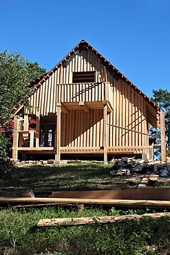 Wooden residential house, country-style, Kuroeiu Nerija National Park on the Curonian Spit in Lithuania