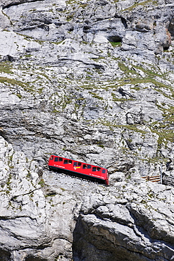 With 48 percent incline the steepest cog railway in the world, railway on Mount Pilatus near Lucerne, Switzerland, Europe